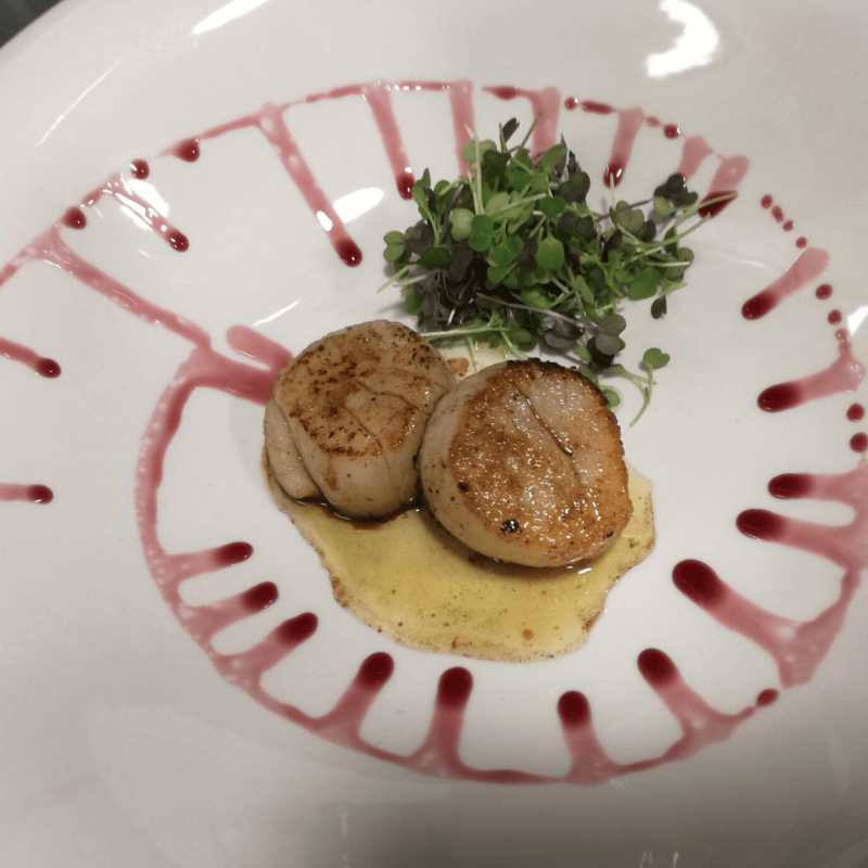 Receta crema caliente de boniato con vieiras ahumadas